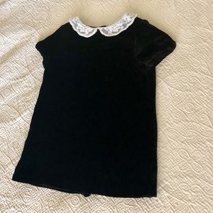 H&M Black Velvet Dress w/ Lace Peter Pan Collar.